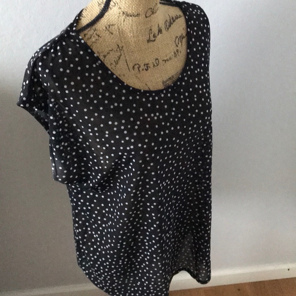 Shear polka dot top